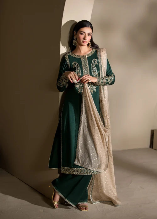 3- Piece Embroidered Raw Silk Suit
