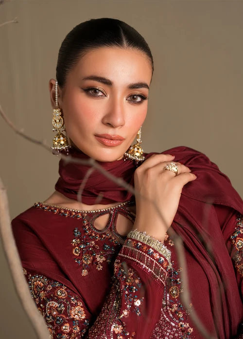 3- Piece Embroidered Raw Silk Suit