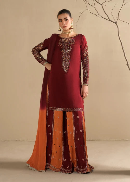 3- Piece Embroidered Raw Silk Suit
