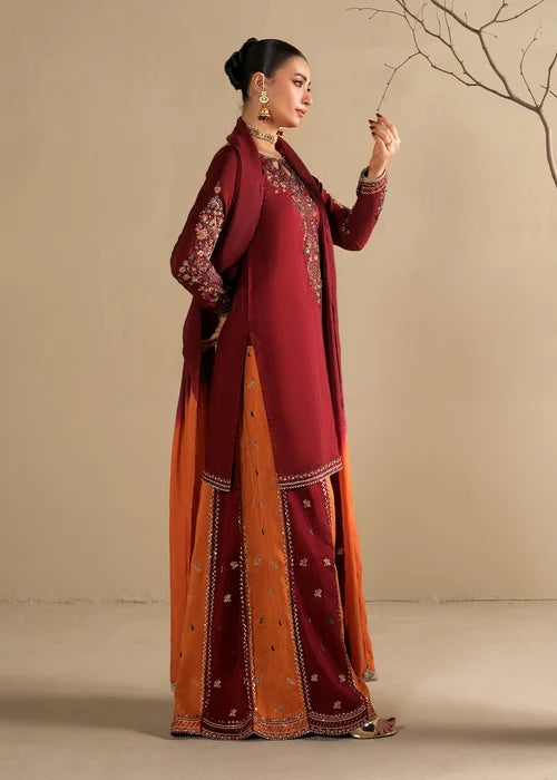 3- Piece Embroidered Raw Silk Suit