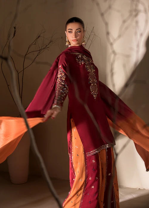 3- Piece Embroidered Raw Silk Suit