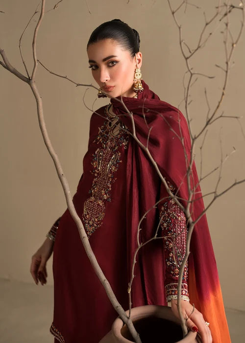 3- Piece Embroidered Raw Silk Suit