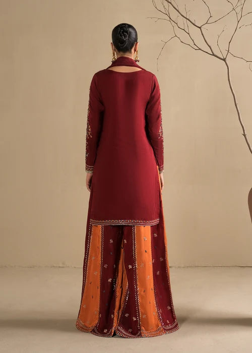 3- Piece Embroidered Raw Silk Suit