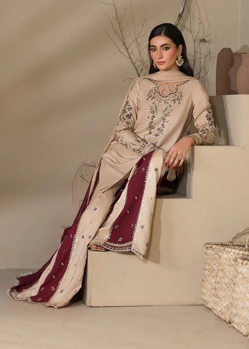 3- Piece Embroidered Raw Silk Suit