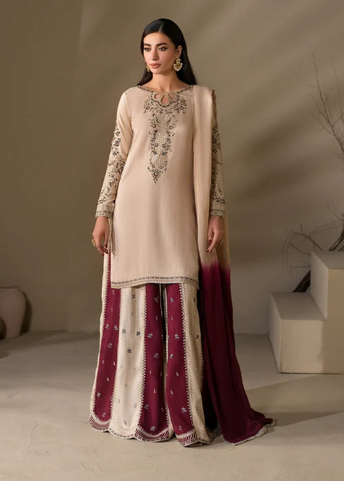 3- Piece Embroidered Raw Silk Suit