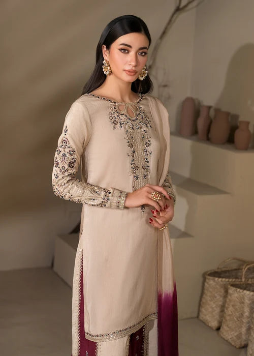 3- Piece Embroidered Raw Silk Suit