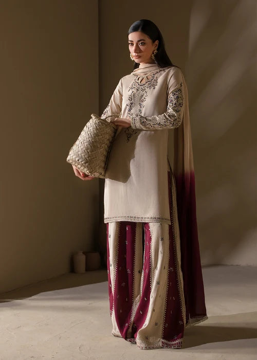 3- Piece Embroidered Raw Silk Suit