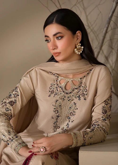 3- Piece Embroidered Raw Silk Suit