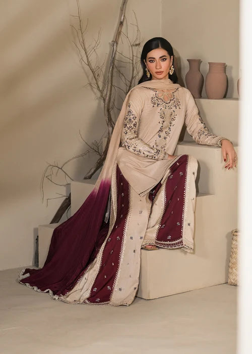 3- Piece Embroidered Raw Silk Suit