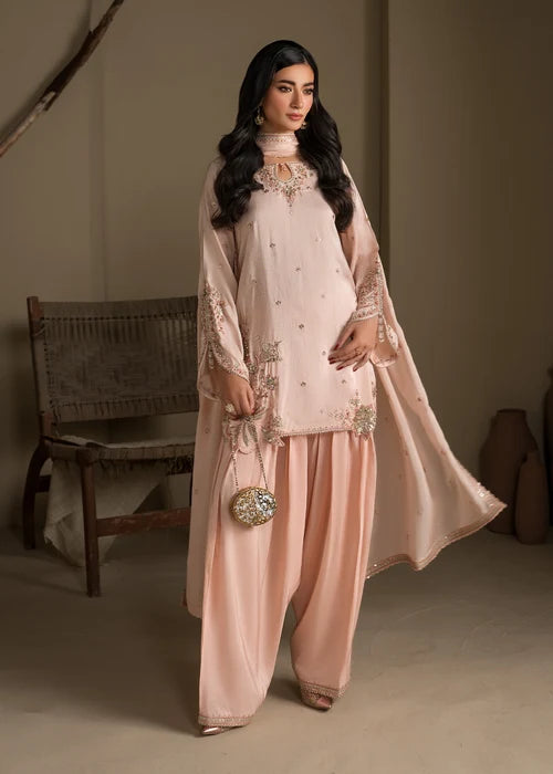 3- Piece Embroidered Raw Silk Suit
