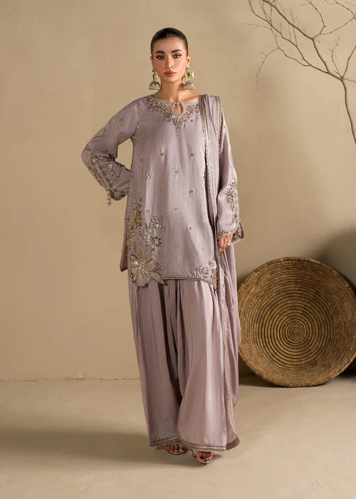 3- Piece Embroidered Raw Silk Suit