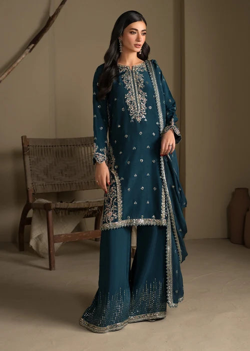 3- Piece Embroidered Raw Silk Suit