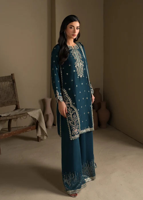 3- Piece Embroidered Raw Silk Suit