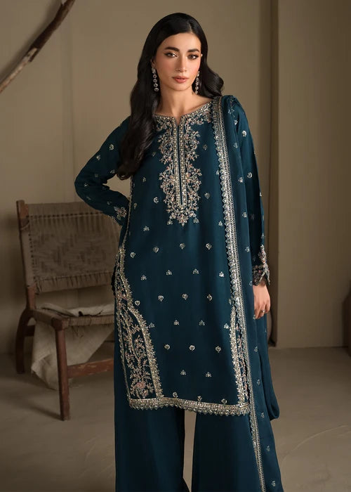 3- Piece Embroidered Raw Silk Suit