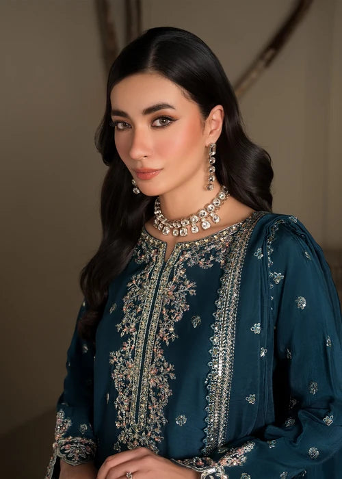 3- Piece Embroidered Raw Silk Suit