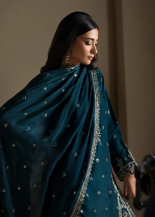 3- Piece Embroidered Raw Silk Suit
