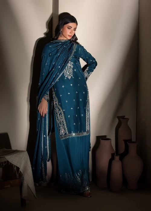 3- Piece Embroidered Raw Silk Suit