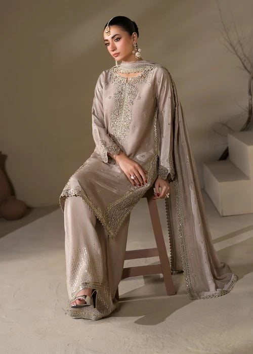 3- Piece Embroidered Raw Silk Suit
