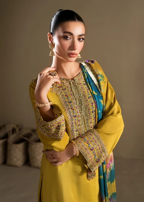 3- Piece Embroidered Raw Silk Suit