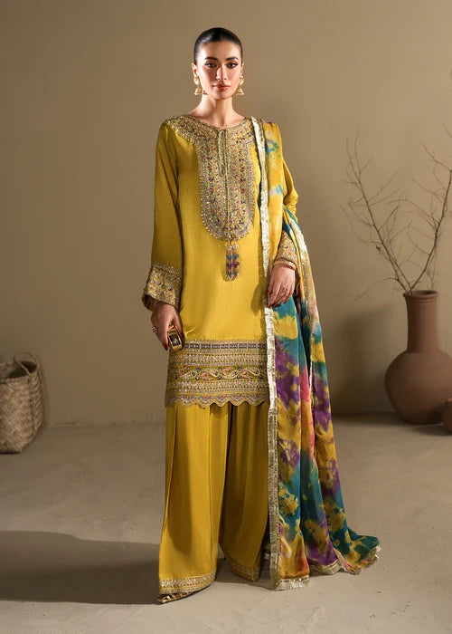 3- Piece Embroidered Raw Silk Suit