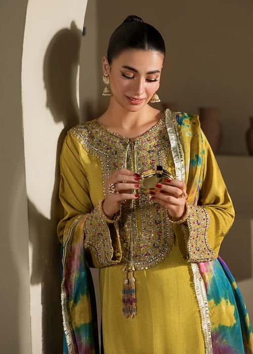 3- Piece Embroidered Raw Silk Suit