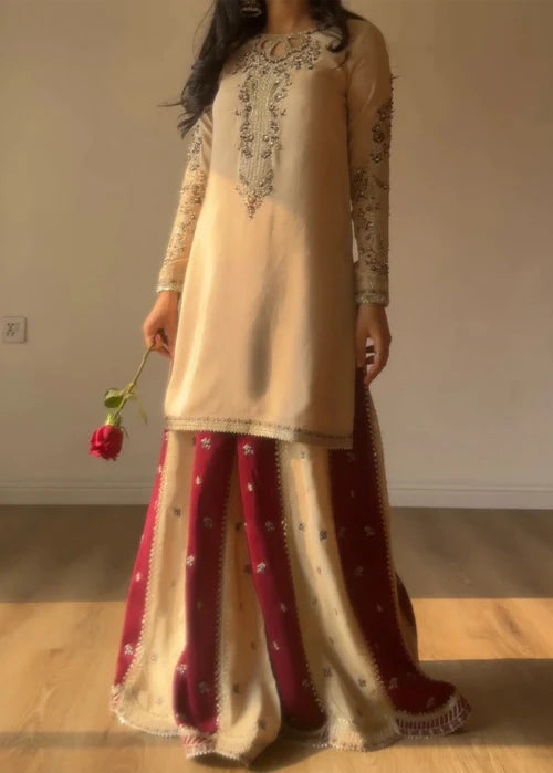 3- Piece Embroidered Raw Silk Suit