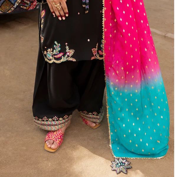 3- Piece Embroidered Raw Silk Suit