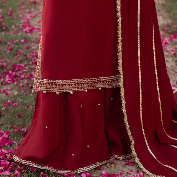 3- Piece Embroidered Raw Silk Suit