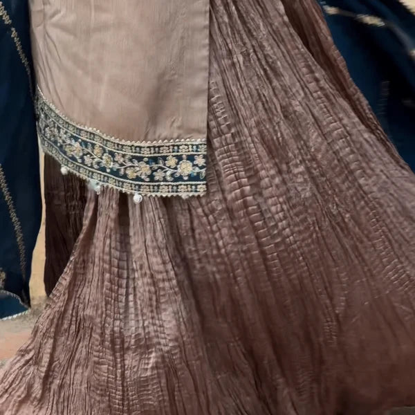 3- Piece Embroidered Raw Silk Suit