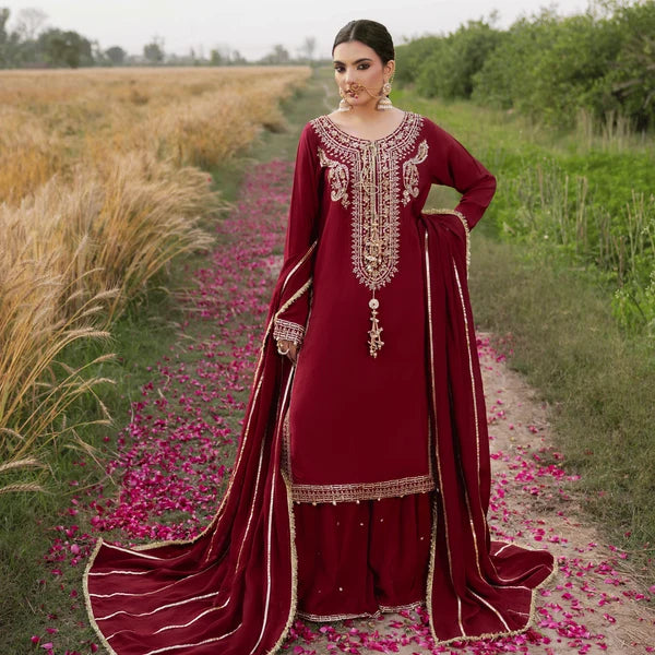 3- Piece Embroidered Raw Silk Suit