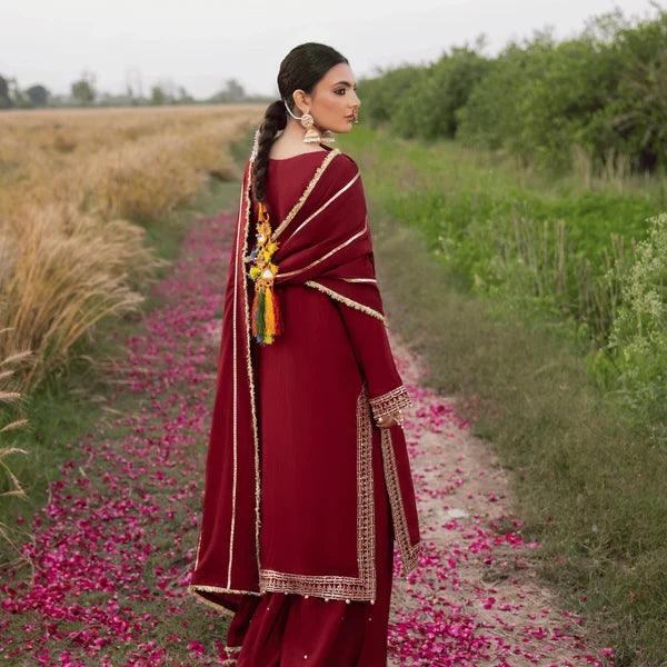 3- Piece Embroidered Raw Silk Suit