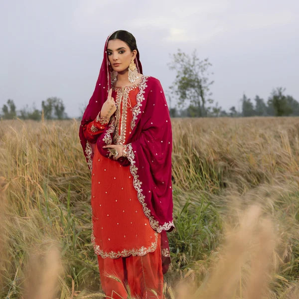 3- Piece Embroidered Raw Silk Suit