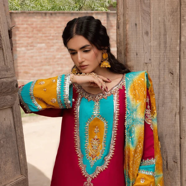 3- Piece Embroidered Raw Silk Suit