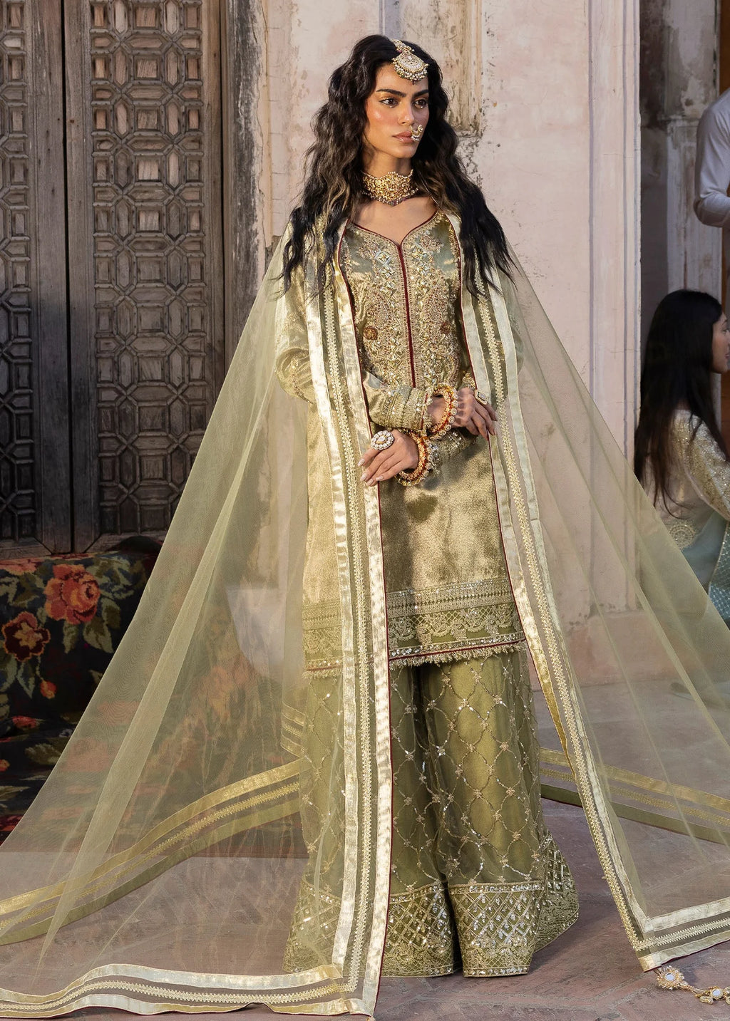 3- Piece Embroidered Raw Silk Suits