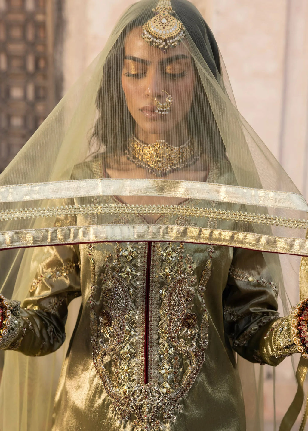 3- Piece Embroidered Raw Silk Suits