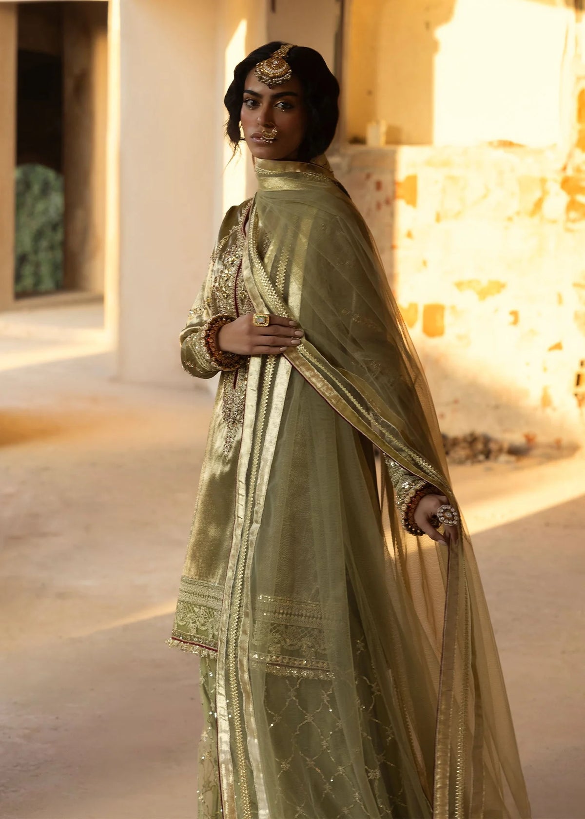 3- Piece Embroidered Raw Silk Suits