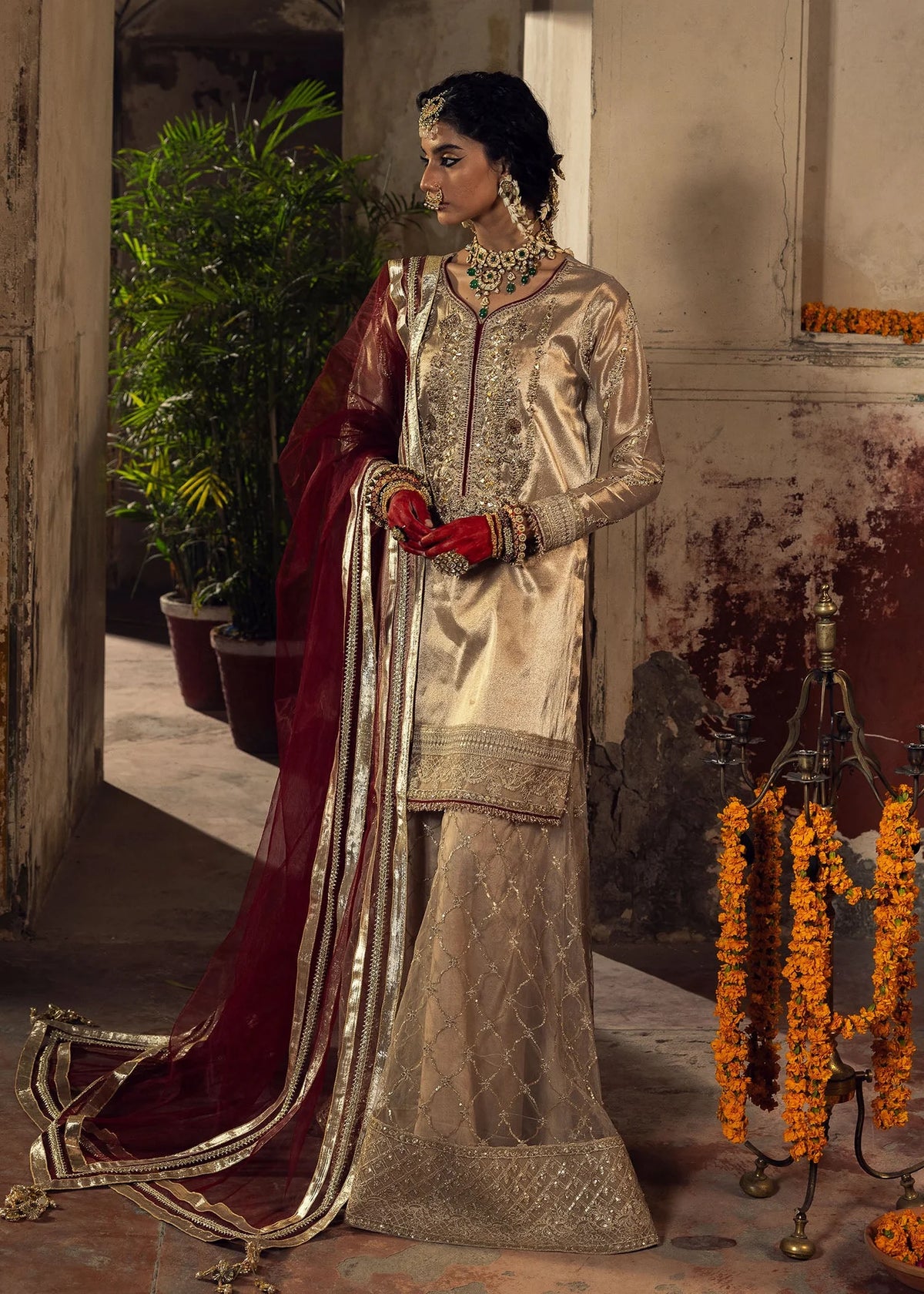 3- Piece Embroidered Raw Silk Suits