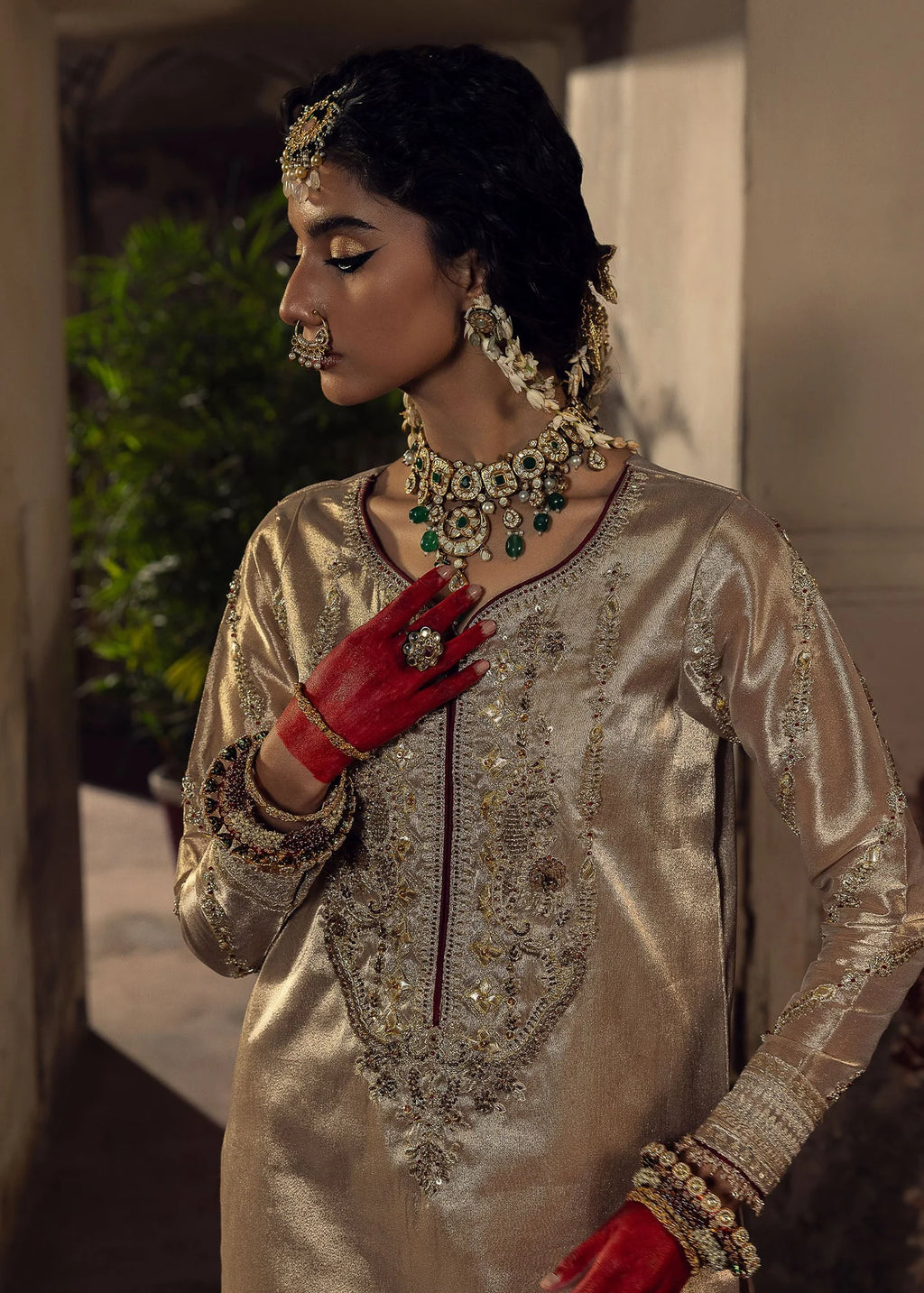 3- Piece Embroidered Raw Silk Suits