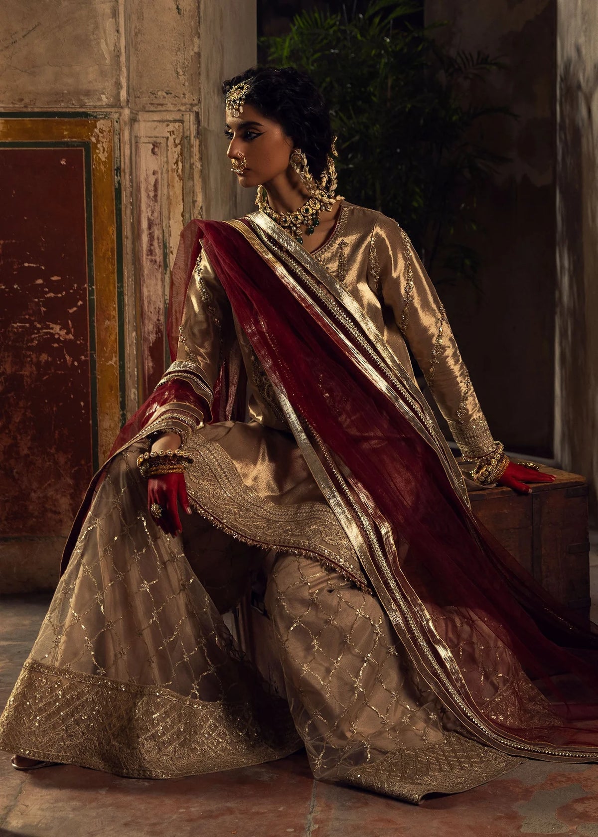 3- Piece Embroidered Raw Silk Suits