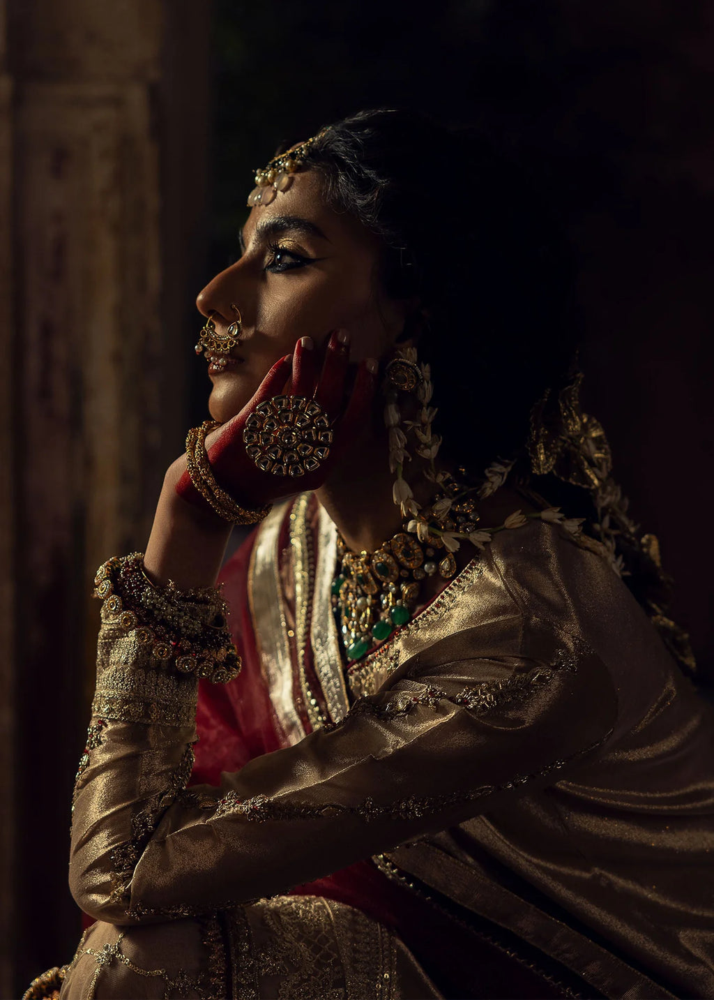 3- Piece Embroidered Raw Silk Suits