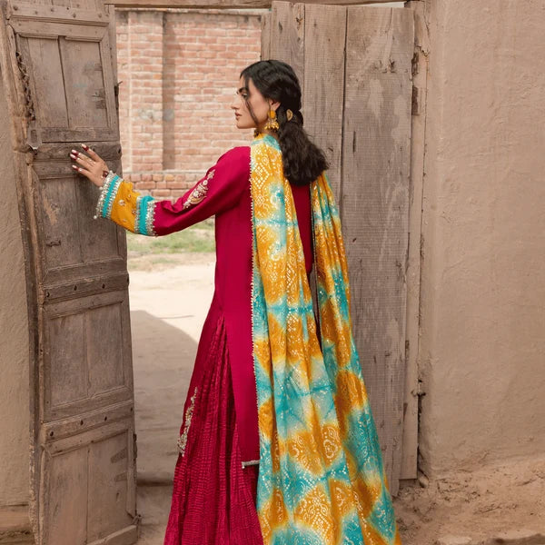 3- Piece Embroidered Raw Silk Suit