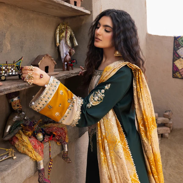 3- Piece Embroidered Raw Silk Suit