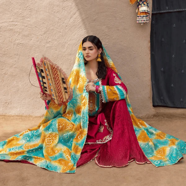 3- Piece Embroidered Raw Silk Suit