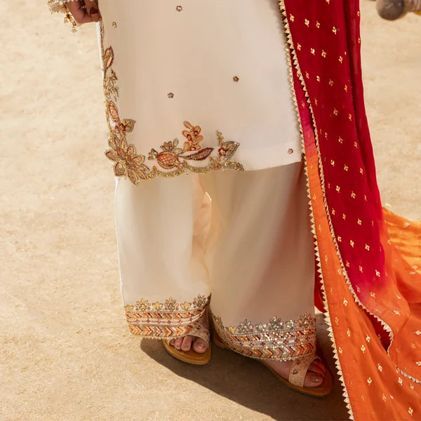 3- Piece Embroidered Raw Silk Suit