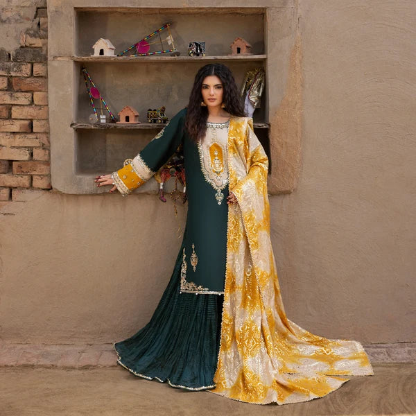 3- Piece Embroidered Raw Silk Suit