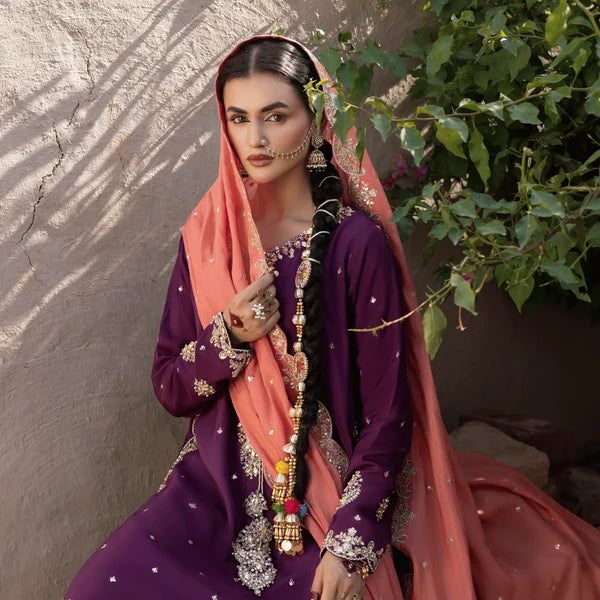 3- Piece Embroidered Raw Silk Suit