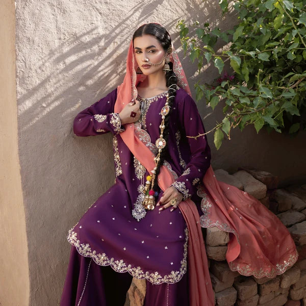 3- Piece Embroidered Raw Silk Suit