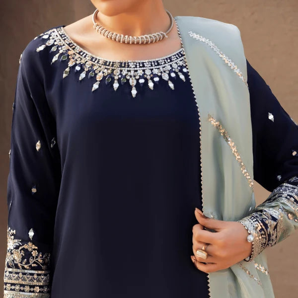 3- Piece Embroidered Raw Silk Suit