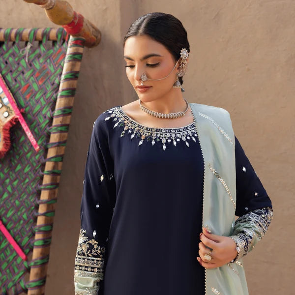 3- Piece Embroidered Raw Silk Suit