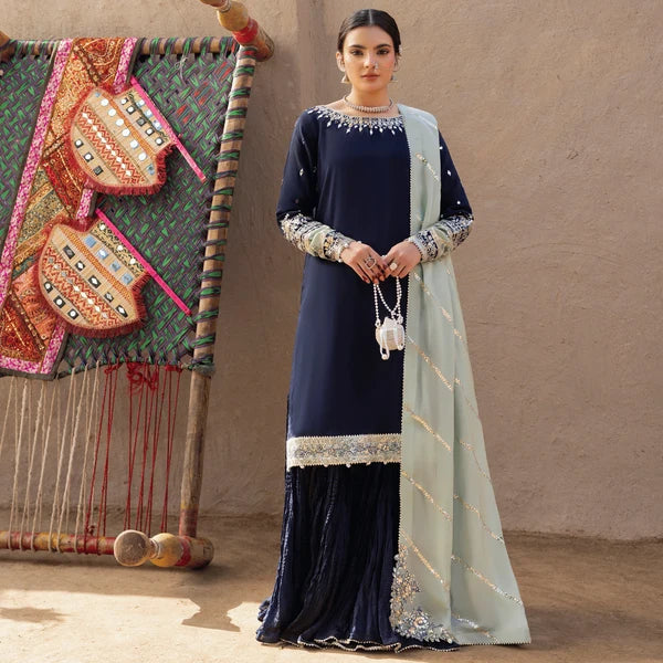 3- Piece Embroidered Raw Silk Suit